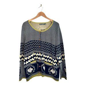 Gudrun Sjoden Navy and Yellow Patterned Cardigan